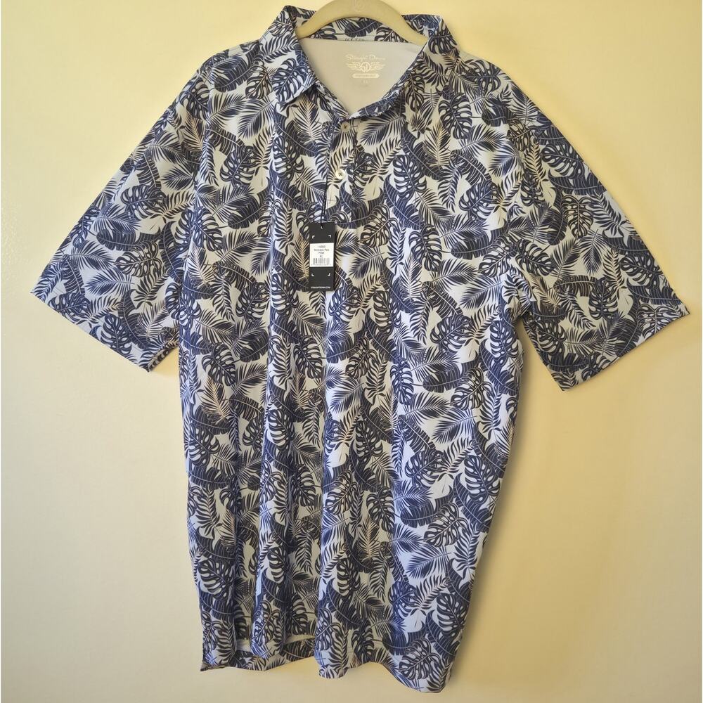 New Straight Down Monstera Performance Polo Shirt Mens Size XL Blue